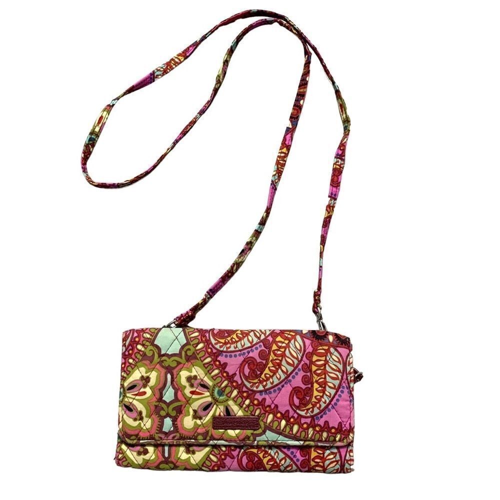 VERA BRADLEY Resort Medallion trifold crossbody Wristlet wallet burgundy inside